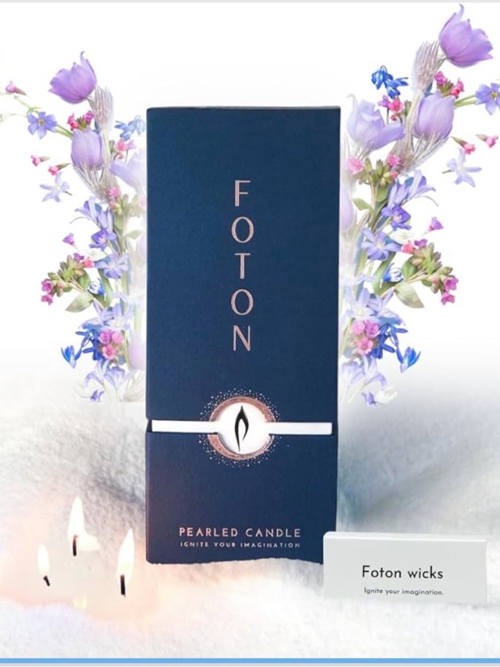 Pearled Candle - Navy Blue